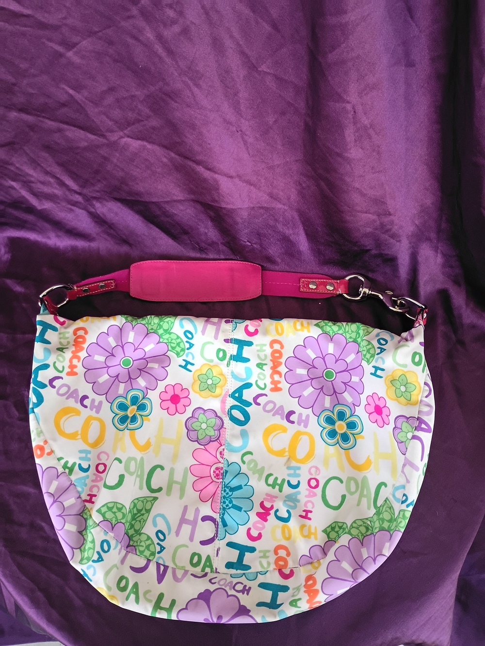 COACH Floral Logo Print Crescent Shoulder Bag in Multicolor - Picture 3 of 13